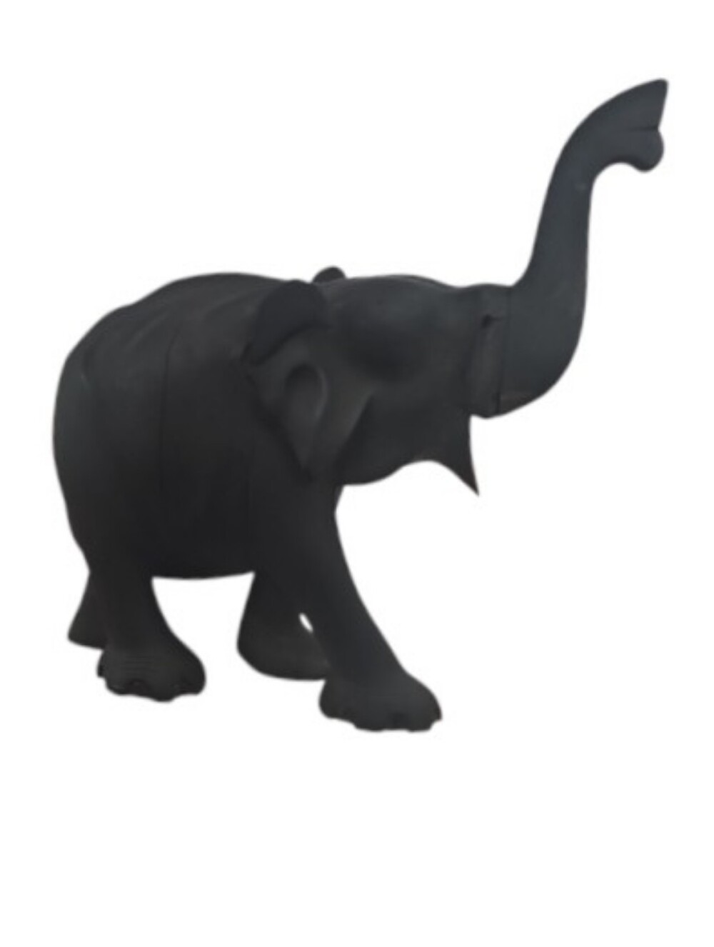 Vintage Hand Carved Wood Elephant Figurine Black Heavy Safari Boho Decor